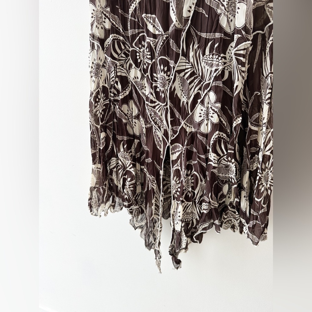 Floral Asymmetrical Dress - Brown/Cream - Short Sleeve - Size 10 - Picture 5 of 9